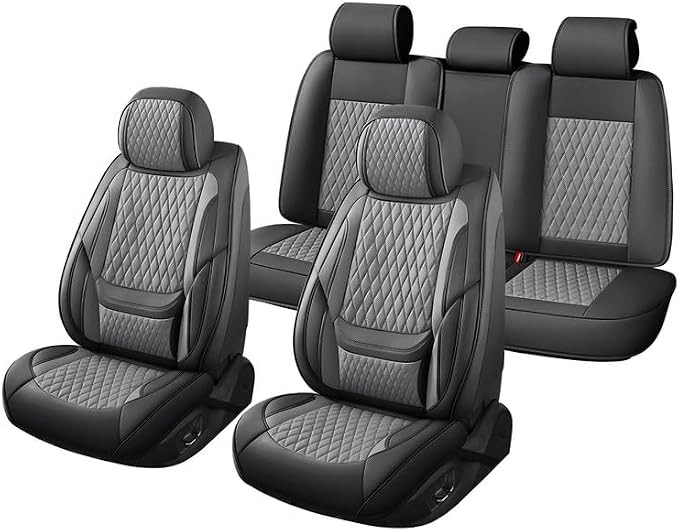 Car Seat Covers Full Set Custom Fit For Lexus RX350 2009-2026, Black&Gray | Lumbar Support, Premium Faux Leather, Breathable, Anti-Slip, Airbag Compatible, Waterproof, Car Seat Protectors, 2 Row-5Seat - Image 7
