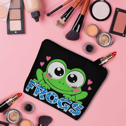 Frog Makeup Bag For Women, Adorable Cosmetic Bag Makeup Bags, Nature Animal Green Frog Zipper Bag Travel Bags Toiletry Organizers Pouch Bags Washing Bags For Gym Bathroom - Image 3
