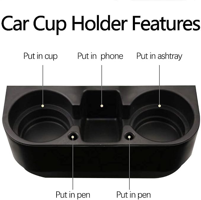 Heart Horse 2Pcs Cup Holder Portable Multifunction Vehicle Seat Cup Cell Phone Drinks Holder Box Car Interior Organizer (Black) - Image 3