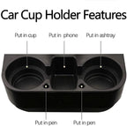 Heart Horse 2Pcs Cup Holder Portable Multifunction Vehicle Seat Cup Cell Phone Drinks Holder Box Car Interior Organizer (Black) - Image 3