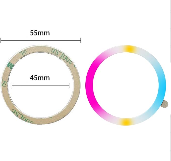 TENOC Universal Metal Ring Sticker, 3Pcs, Rainbow | Compatible with iPhone/Samsung/Android Cellphones, Magnetic Phone Charger/Mount/Holder Conversion - Image 2