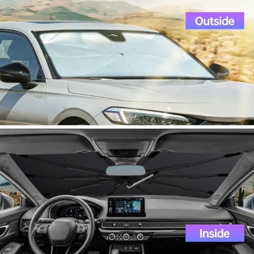 2026 Windshield Sun Shade Umbrella, Foldable Car Sunshade for Mid-Size Car - Image 4