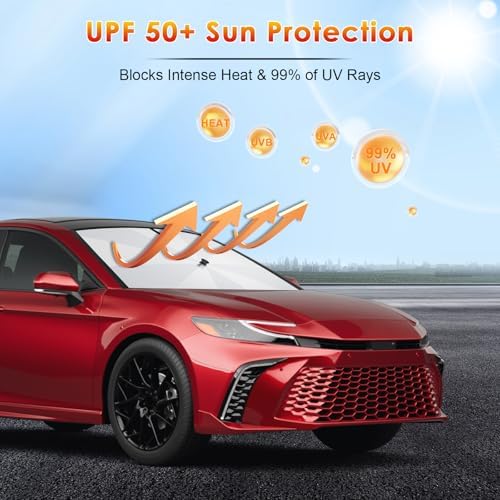 for 2025-2026 Toyota Camry Windshield Sunshade Umbrella Custom Fit Windshield Sun Protector, 6-Layer Heat-Resistant Fabric, Ultra-Strong Fiberglass Frame, Quick Setup (for 2025-2026 Toyota Camry) - Image 3