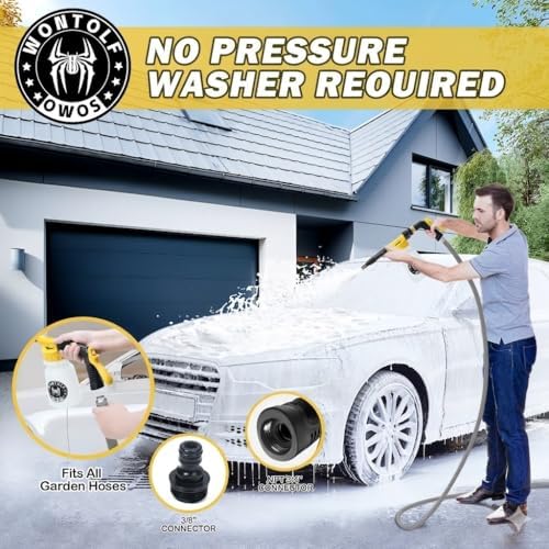 Wontolf Car Wash Foam Gun Foam Sprayer - Foam Cannon Garden Hose- Car Wash Kit - Snow Foam Blaster with Microfiber Wash Mitt + Storage Bag - Car Accessories for Men - Image 5