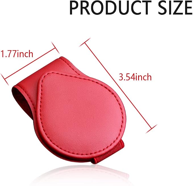 OFBAND Magnetic Sunglass Holder for Car Visor,PU Leather Car Sunglass Holder Organizes Glasses Tickets Cards & Keeps Car Tidy,Universal Car Accessories Interior (Red) - Image 2