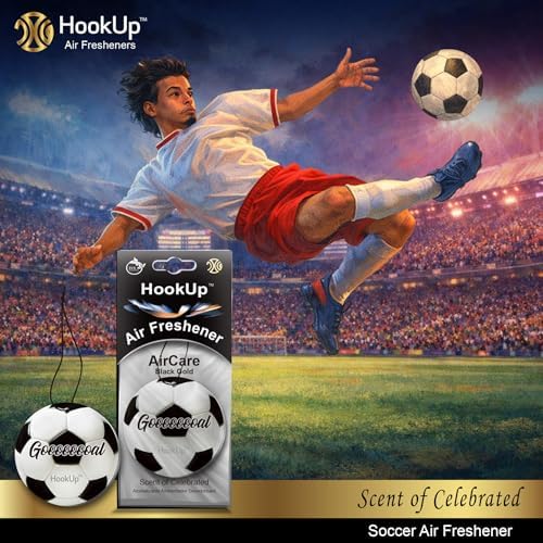 Soccer Car Air Freshener by HookUp - 4 Pack - Black Gold Scent (Extra Strong) | Unique Soccer Gift for Players, Coach, Fans | Hanging Car Accessory with Long Lasting Fresheners Smell - Image 3