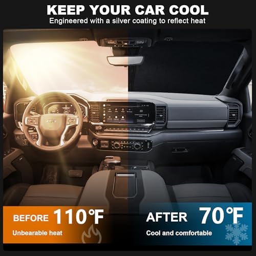 Foldable Front Windshield Sunshade fits Chevrolet Silverado 1500 2019-2026 - Image 4