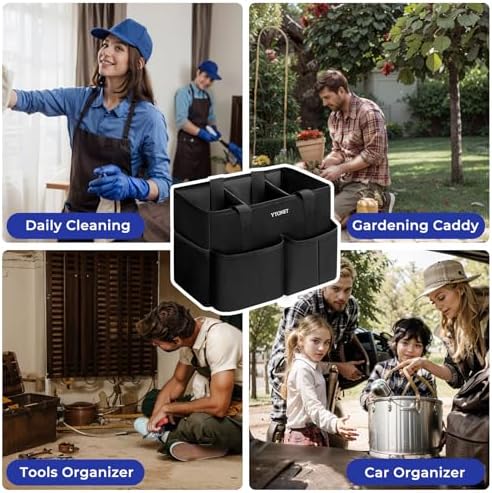 Ytonet Cleaning Caddy, Water Resistant Cleaning Supplies Organizer, Black - Image 4