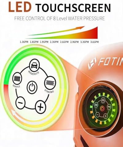 2026New Pressure Power Washer 5000PSI with Adjustable Touch Screen 8 Level, 34" Tall, 4 Quick Connect Nozzles,Inlet Hose&Filter&500mlFoam Cannon for Cars/Fences/Driveways/Home Cleaning (Red) - Image 3