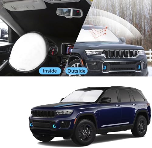 TINGLU Sun Shade for Jeep Grand Cherokee 4XE 2024 Accessories Windshield Sun Shade Window Shade UV Rays Protection Sun Visor Cover with Steering Wheel Sunshade Storage Bag - Image 6