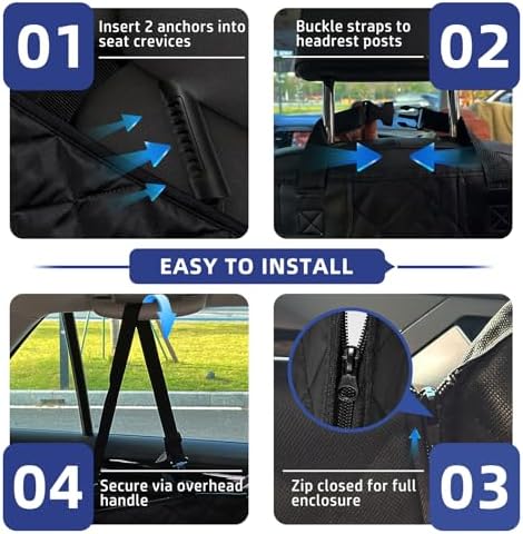 Dog Car Seat Cover,Waterproof 600D Oxford Hammock,Pet Protector | Heavy Duty Scratch Resistant Anti-Slip Cover with Side Flaps,Universal Back Seat Protector for Cars,Trucks SUVs - Image 6