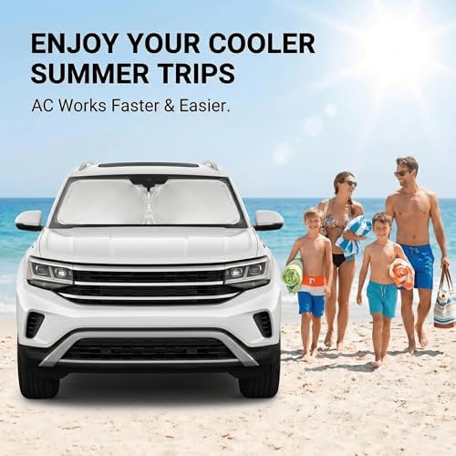 Windshield Sun Shade for VW/Volkswagen Atlas 2018-2024 2025 2026 Front Window Shade Custom Fit Atlas Accessories Sun Visor Foldable Shade Blocks UV Rays Summer Must Have Car Accessories - Image 4