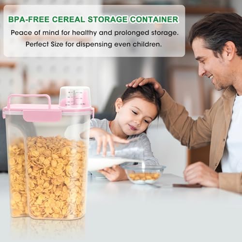 TBMax Airtight Rice Container 10 Lbs, Cereal Dispenser, Pet Cat Dog Food Storage Container, Plastic Kitchen Pantry Food Storage Holder with Cup -Pink - Image 4