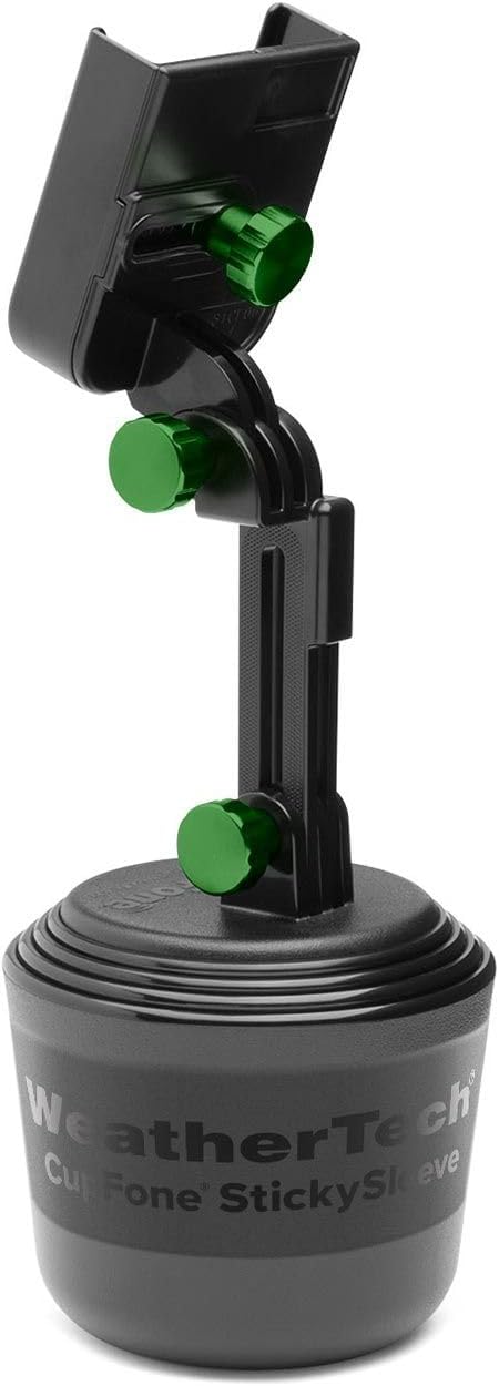 WeatherTech CupFone with Extension – Adjustable, Universal Cup Holder Cell Phone Mount Car & Truck Accessory – Best Design for iPhone & Smartphone Charging – Forest Green Metal Knobs by WeatherTech