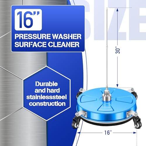 LidoDola 16'' Pressure Washer Surface Cleaner Blue, Power Washer Accessory - Image 4