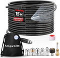 50FT Sewer Jetter Kit for Pressure Washer, 5800 PSI Drain Cleaning Hose with 5 Jet Nozzles & 2 Adapters, Compatible with Spray Guns and Power Washers, Ideal for Clogged Pipes and Drains by Ampvolts