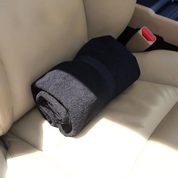 Car Seat Covers 1 Pack Black Waterproof Towel Car Seat Cover Universal Fit for Most Trucks SUV Fitness Athletes Pets Gym and Water Sport - Image 5