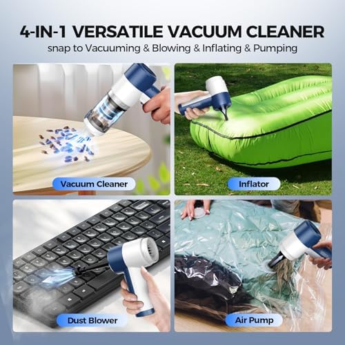 Handheld Vacuum Cordless, 16000PA High Power Car Vacuum with Brushless Motor, 4-in-1 Portable Mini Vacuum & Air Duster, 2 Speeds, 3 Washable Filters & Type C Charging for Pet Hair, Home, Car & Office - Image 3