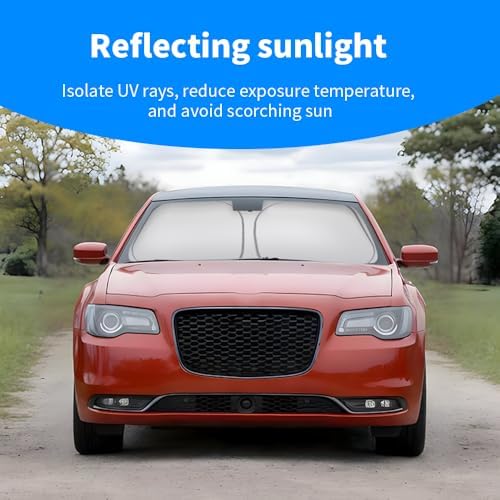 Front Windshield Sun Shade Custom Fit Compatible for Chrysler 300 300C 2011-present Sunshade Foldable UV Ray Reflector Visor Protector Accessories Shield Cover Reflective (Chrysler 300 2011-present) - Image 4