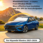 Windshield Sun Shade for Hyundai Elantra 2021-2026 Compatible Accessories-4 Layers Custom Fit Foldable Front Window Sunshade Sun Visor Protector, Block UV Rays Keep Your Car Cooler - Image 2