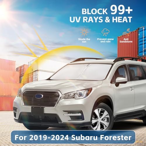 Windshield Sun Shade for Subaru Forester Accessories 2019-2025 2026 Front Window Shade Custom Fit Forester Crossover, Base, Premium, Sport, Limited Sun Visor Foldable Shade Blocks UV Rays Accessories - Image 2