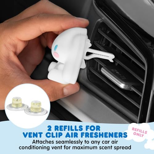 Hello Kitty & Friends Cinnamoroll Car Air Freshener Refills 2-pack - Fresh Cotton Scent - Cute and Long-Lasting Cinnamoroll Car Accessories, Odor Eliminator, Fun Scents, 30 Days Freshness (2 Refills) - Image 6