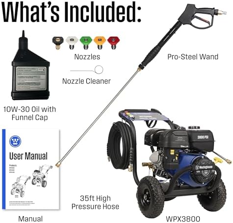 Westinghouse WPX3800 Gas Pressure Washer, 3800 PSI and 3.6 GPM, Onboard Soap Tank, Spray Gun and Wand, 5 Nozzle Set, for Cars/Fences/Driveways/Homes/Patios/Furniture, Black - Image 6