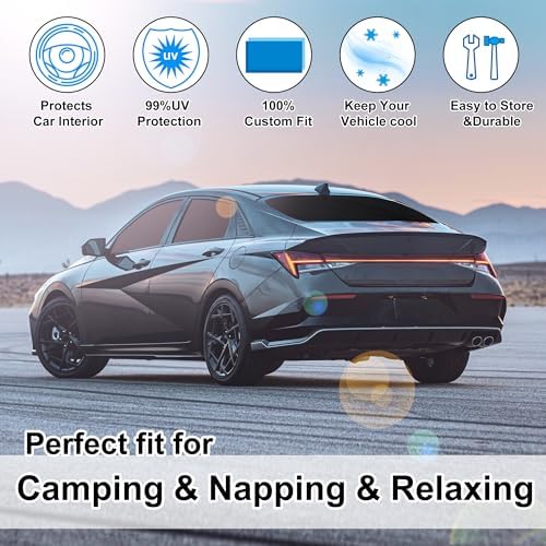 TINGLU Window Shades for Hyundai Elantra 2021-2025 2026 Accessories Car Side Full Windows Rear Triangular Windshield Sun Shade Sun UV Rays Privacy Protection 6PCS - Image 6