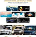 Windshield Sun Shade for Car, 63"x28.5" Stylish Printed Front Window Sunshade with Double Steel Ring Frame, Universal Fit Foldable Heat Blocker & UV Protector, with Storage Pouch (Flowers) - Image 4