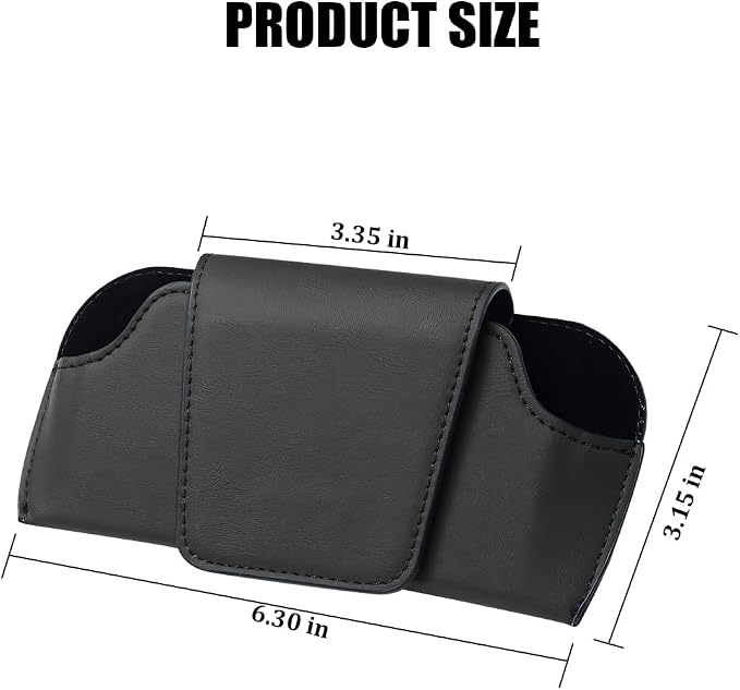 Sunglass Holder for Car Visor, PU Leather Magnetic Vehicle Glasses Organizer Box with Clips, Automotive Interior Eyeglasses Storage Case Accessories, Universal for Most Vehicles (Black) - Image 2