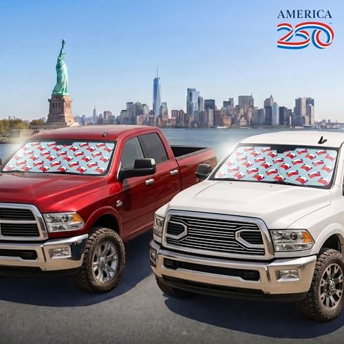 Motor Trend America 250 Windshield Sun Shade for Car Windshield Pop Up Sunshade 3D Stars Patriotic Car Sunshade UV Protection Heat Blocker Foldable Windshield Cover Truck SUV 4th of July Memorial Day - Image 2