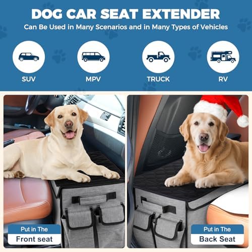 Back Front Seat Extender for Large Dogs Up to 200 Lbs, Adjustable Dog Back Seat Extender with Cushion & Storage Box, Car Organizer Gap Filler for Front or Back Seat,Gray - Image 3