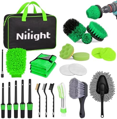 Nilight 27PCS Car Detailing Kit for Interior Exterior Car Care, Green by Nilight