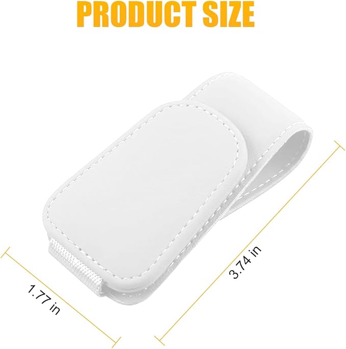 AICEL Sunglasses Holders for Car Sun Visor, Leather Magnetic Clip, White | Leather Eyeglasses Hanger Mounter, Magnetic Glasses Holder and Ticket Card Clip, Car Accessories, Universal Fit - Image 2
