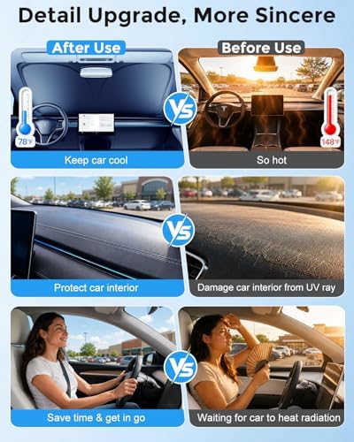 DMJN Front Windshield Sun Shade for Toyota 4Runner (2017-2026), [Nano Ice-Crystal Coatings] UPF50+ Heat & UV Block, Protect Car Interior & Keep Cool, Flodable Steel-Ring Car Cover for Summer - Image 6