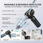 Handheld Car Vacuum Cleaner, 17000Pa High Power Cordless Vacuum Cleaner, 4-in-1 Portable Mini Air Duster, with LED Light and Multi-Nozzles, Vacuum for Car, Home, Office, Pet Hair - Image 6