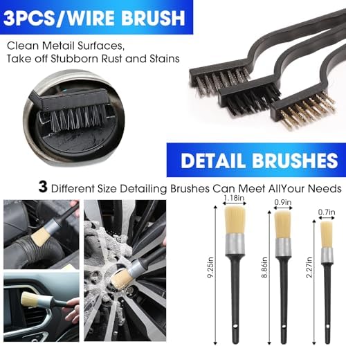 Car Cleaning Kit, 17PCS Car Interior Detailing Kit with Gray High Power Handheld Vacuum, Detailing Brush Set, Windshield Cleaner, Cleaning Gel, Complete Auto Accessories for Men, Women - Image 6
