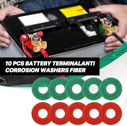 Battery Terminal Cleaner Tool Kit, 2-Pack Battery Post Wire Brush with Metal Case and 10 Anti-Corrosion Fiber Washers (5 Red & 5 Green) for Car, Truck, RV and Marine Batteries - Image 4