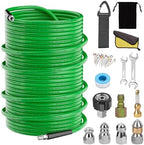 Sewer Jetter Kit for Pressure Washer,Water Jet Drain Cleaning Hose with Corner Rotating Button Spring Nose 1/4" NPT Sewer Cleaning Tool High-Pressure Nozzles,5800 PSI 200 FT by ALEIRY