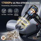 Handheld Car Vacuum Cleaner, 17000Pa High Power Cordless Vacuum Cleaner, 4-in-1 Portable Mini Air Duster, with LED Light and Multi-Nozzles, Vacuum for Car, Home, Office, Pet Hair - Image 2
