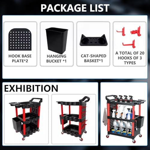 Auto Detailing Cart with Wheels, 3 Tier Rolling Detail Cart - Image 4
