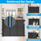 Reinforced 42 Inch Extra Tall Retractable Dog Gate with Reinforced Strips 55 Inch Wide Retractable Baby Gates for Doorways Anti-Scratch Extra Tall Dog Gate Outdoor Pet Gates for Dogs Indoor, Black - Image 4