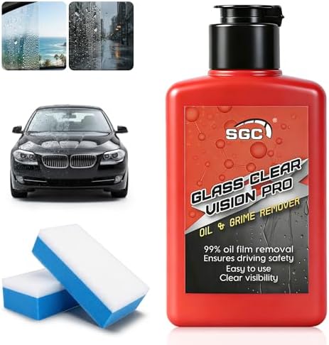 SGC Professional Cleaner Paste for Cars Glass Clear Vision Pro – Heavy Duty Degreaser, Removes Stubborn Oil Film & Water Spots on Windshields, Mirrors (Safe for Tinted Windows)(5.3 oz) by Unknown