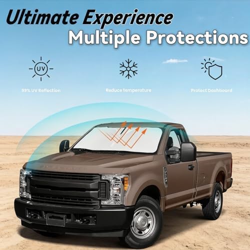 Windshield Sun Shade for 2008-2016 Ford F250 F350 F450 F550 - Image 3