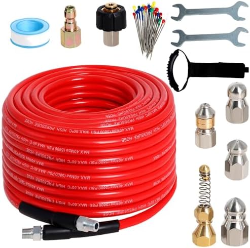 100FT Sewer Jetter Kit for Pressure Washer 5800PSI Drain Cleaner by Zejoot