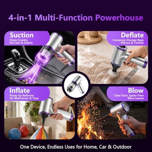 Handheld Cordless Vacuum Cleaner,8000PA Suction 4 Modes Portable Car Vacuum,4000mAh Rechargeable Battery,3 Filters,7-in-1 Kit for Home Office Car Pet,Silver - Image 6
