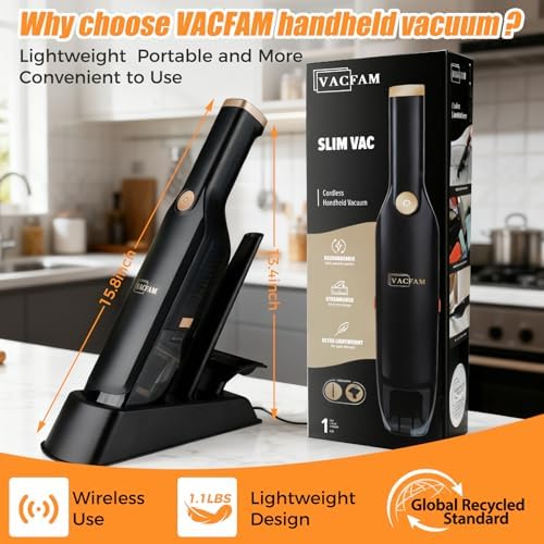 Handheld Vacuum Cordless,15KPA Vacuum with Storage Dock,Black - Image 2