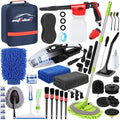 43Pcs Car Wash Detailing Kit Cleaning Kits with Foam Gun Sprayer Long Handle Mop Car Vacuum Drill Brush Large Wash Mitt Towels Complete Interior Exterior Car Washing Supply Set Blue by AUTODECO