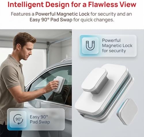 Magnetic Car Windshield Cleaner with Safety Rope Window Cleaner Tool - Image 3