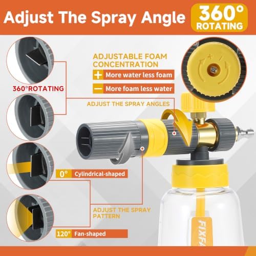 FIXFANS Pressure Washer Foam Cannon Gun, Car Wash Brush with Long Handle - Image 2